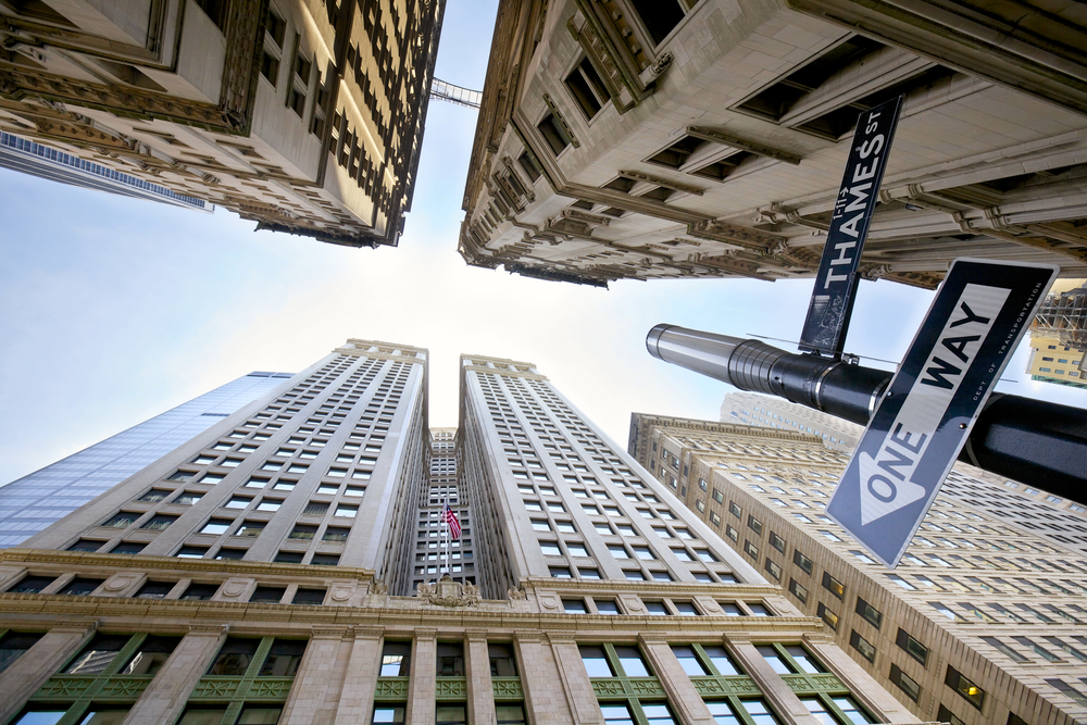 View of buildings from the street upwards